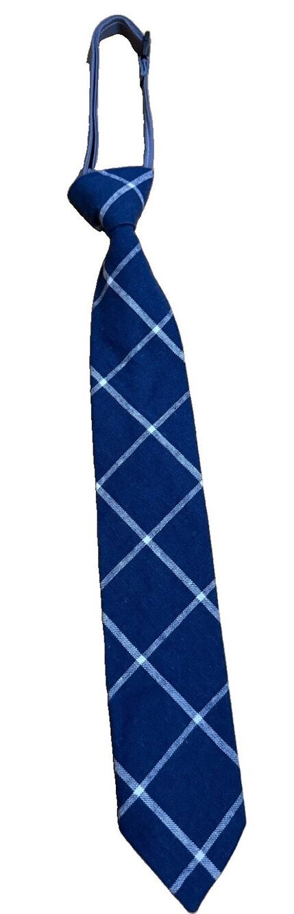 BELLE & the BEAU Boy’s Necktie Navy Linen Window Pane Adjustable Strap 4T-7 YRS